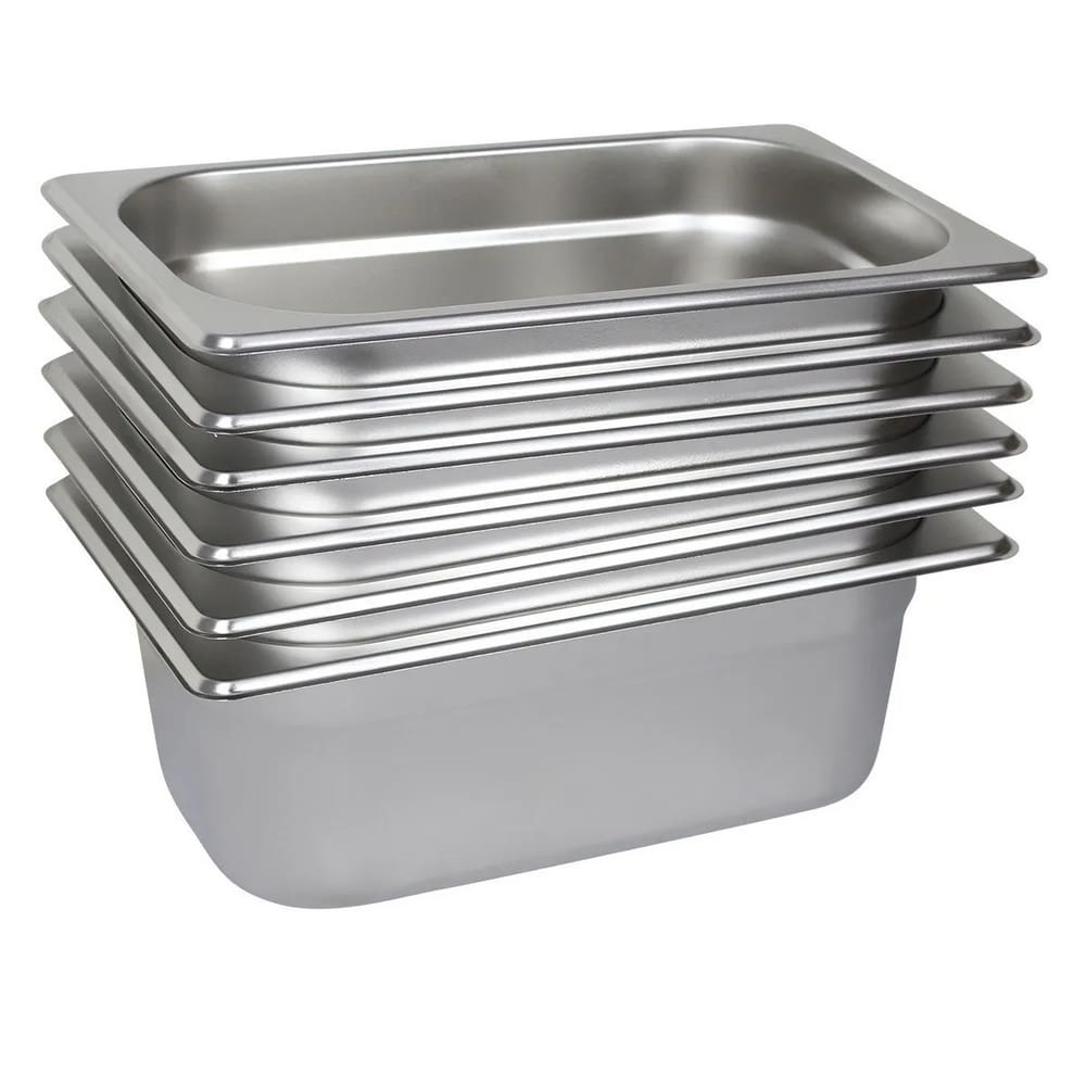 6 Cubas Gastronômica Buffet GN 1/4 65mm Aço Inox Sem Alça
