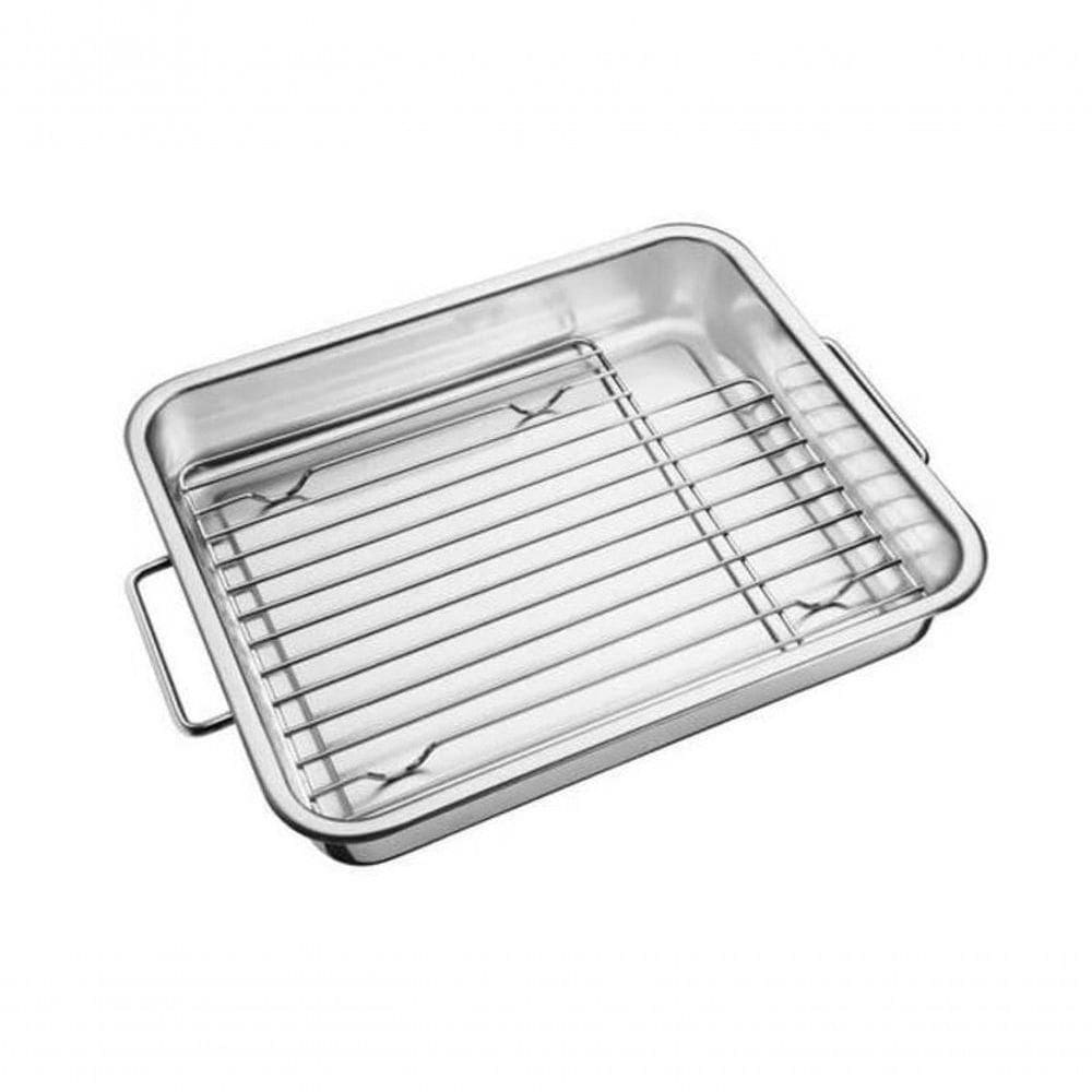 Assadeira Com Grelha Tramontina Service 39 X 33cm Em Aço Inox