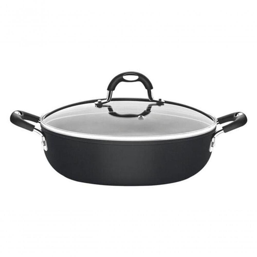 Arrozeira Tramontina Mônaco Induction Em Alumínio Antiaderente Starflon Premium Preto Com Tampa 28cm