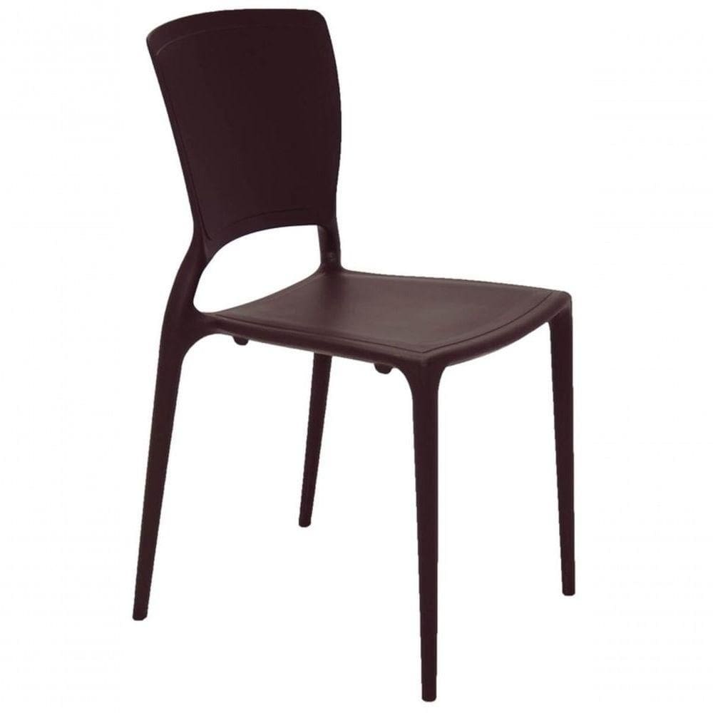 Cadeira Tramontina Sofia Em Fibra De Vidro Marrom Com Encosto Fechado