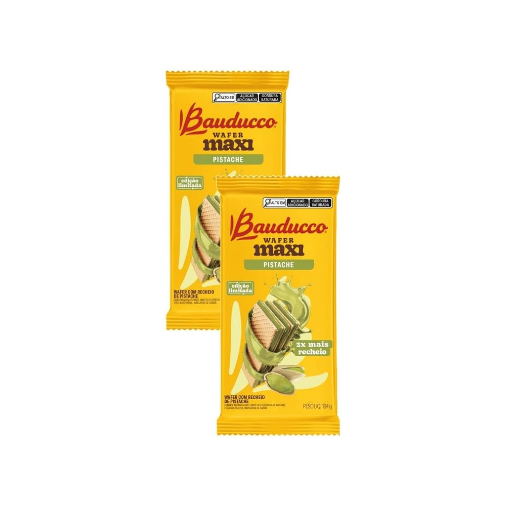 Kit 2 Wafer Maxi Bauducco com Recheio de Pistache 104g