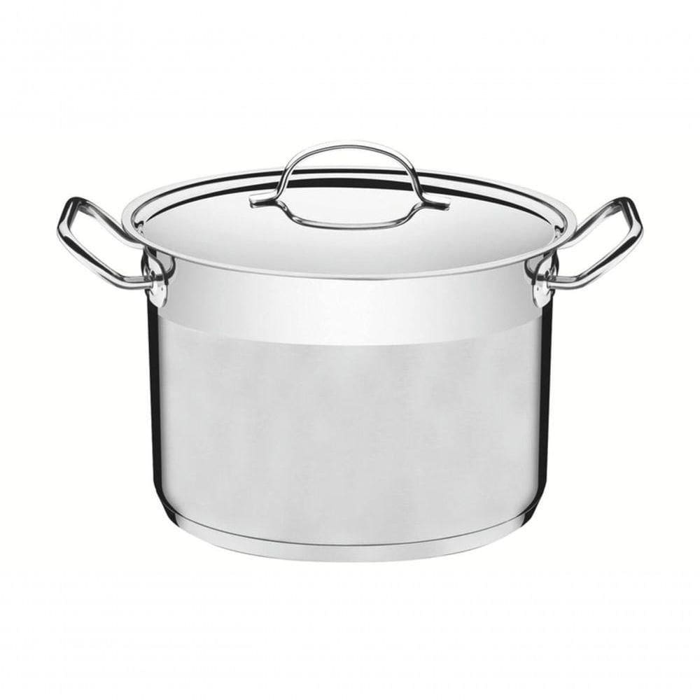 Caldeirão Tramontina Professional 28cm Em Aço Inox Com Tampa Plana Detalhe Satinado