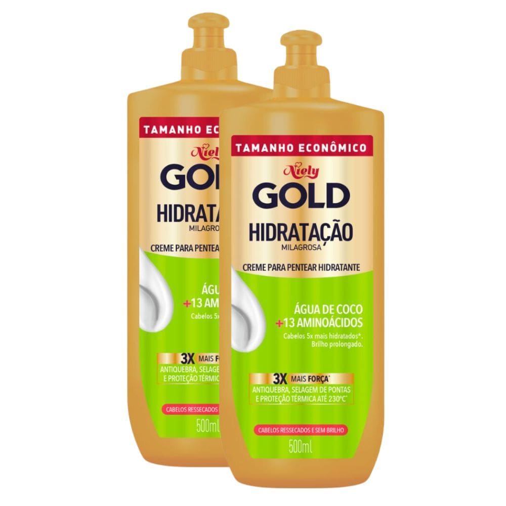 Kit 2 Creme para Pentear Hidratante Niely Gold Hidratação Milagrosa 500ml