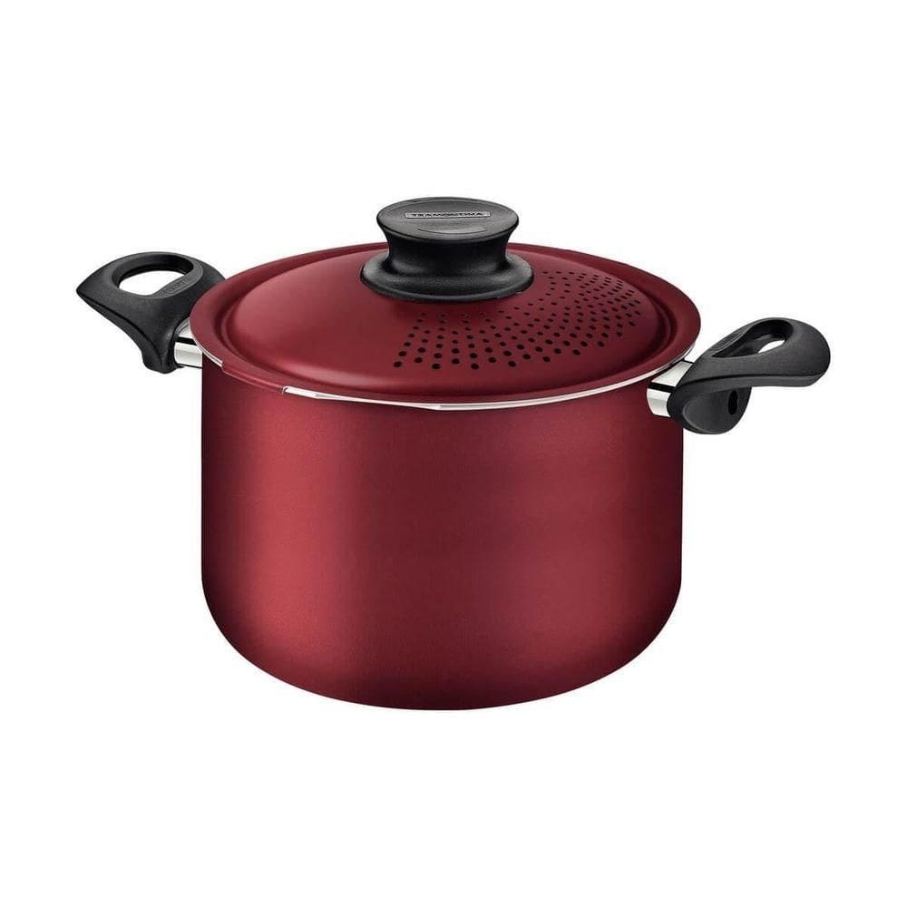 Espagueteira Tramontina Paris 24cm Em Alumínio Com Revestimento Antiaderente Com Tampa Vermelha