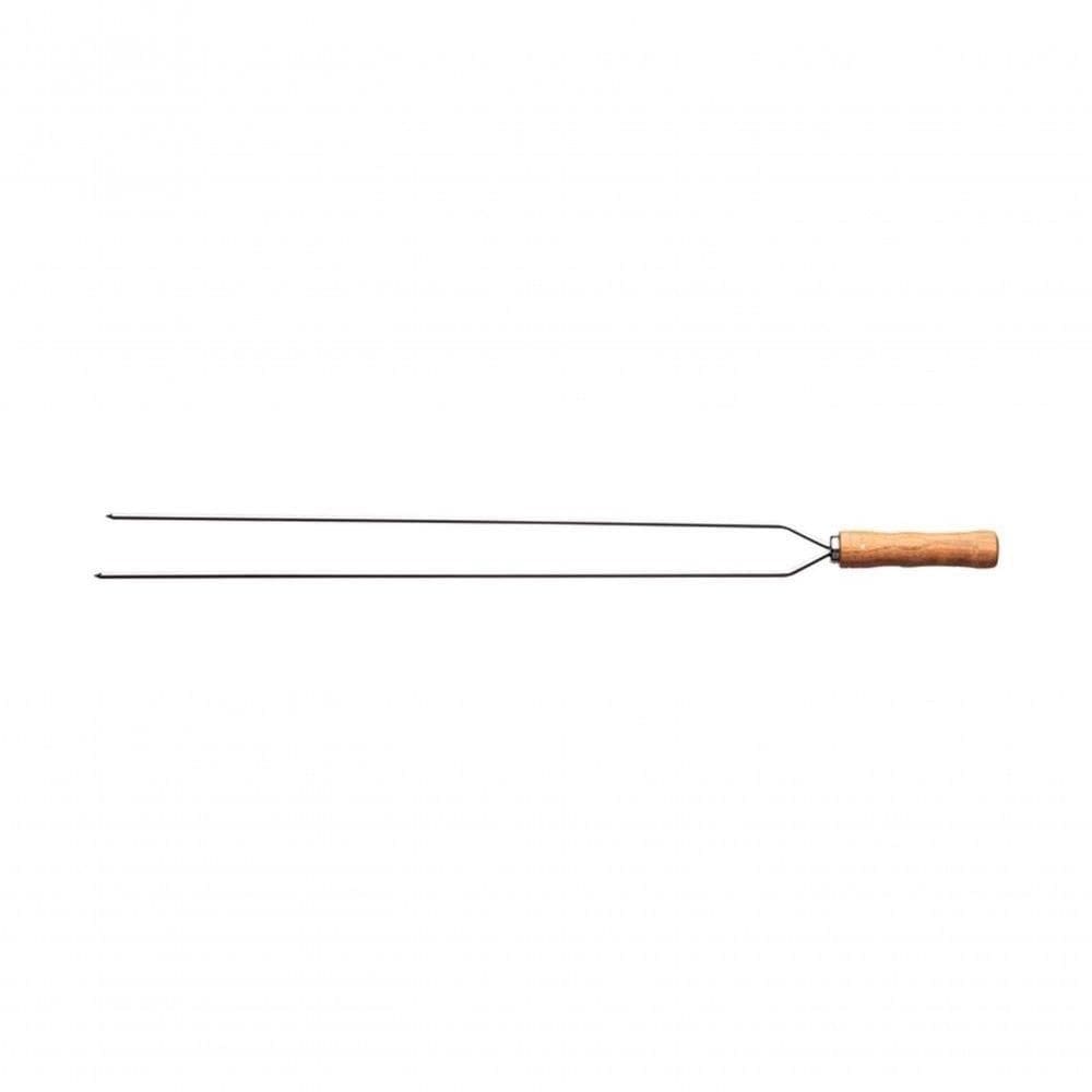 Espeto Duplo Para Churrasco Tramontina Com Lâmina Em Inox E Cabo De Madeira 85cm