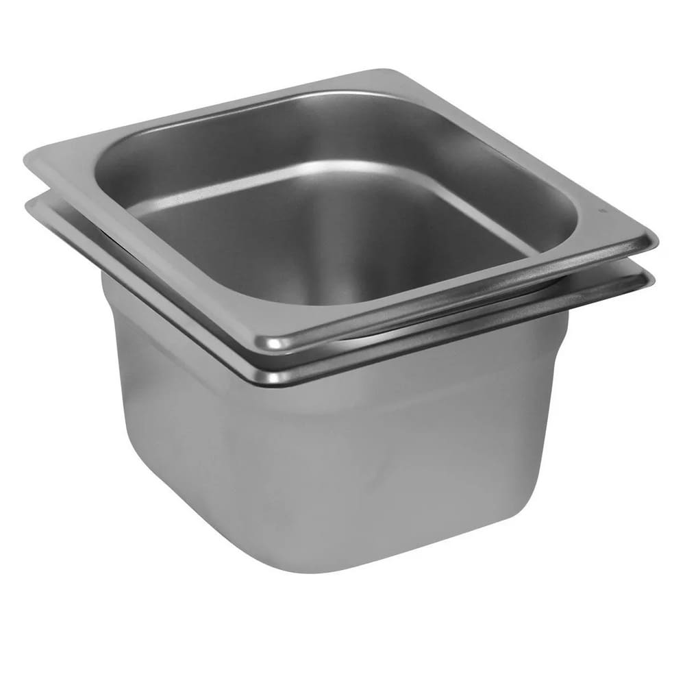 2 Cubas Gastronômica Buffet GN 1/6 100mm Aço Inox Sem Alça