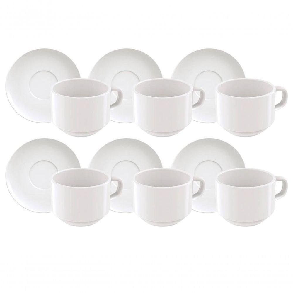 Conjunto De Xícaras E Pires De Chá Tramontina Paola Em Porcelana 240ml