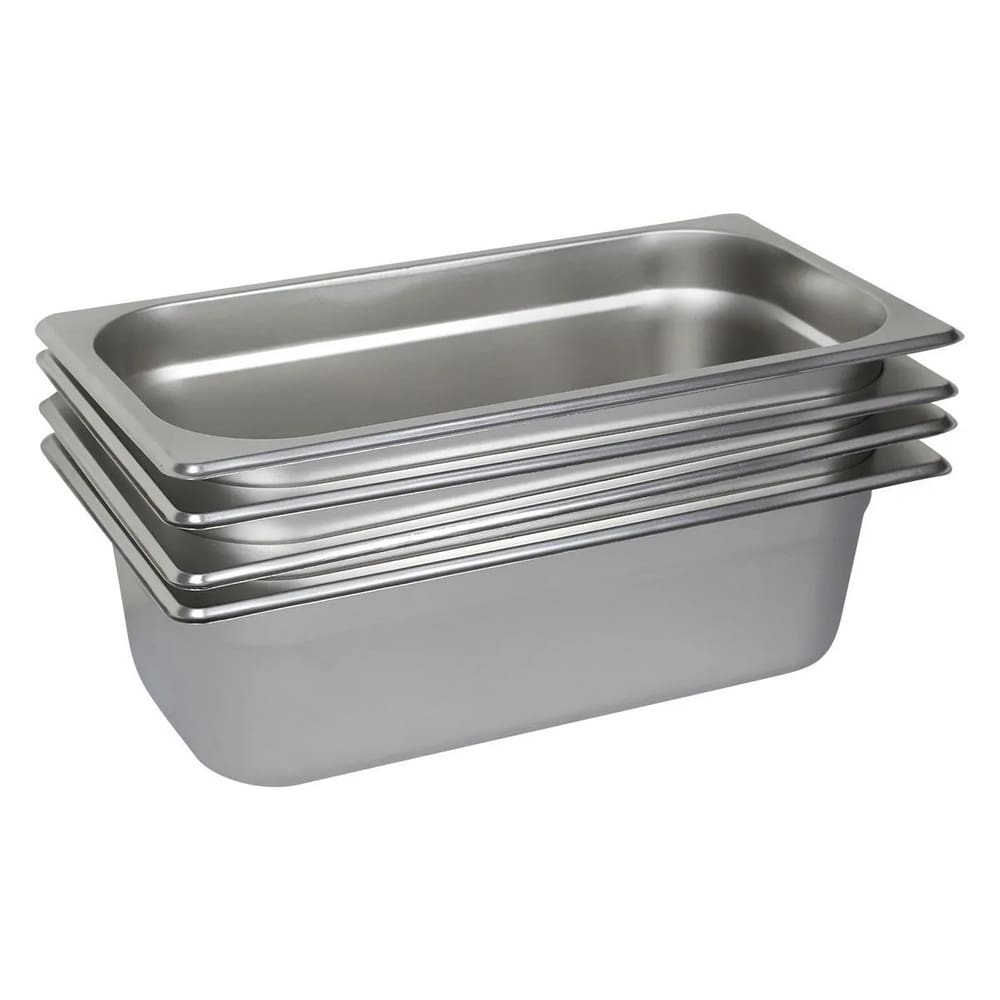 4 Cubas Gastronômica Buffet GN 1/3 100mm Aço Inox Sem Alça