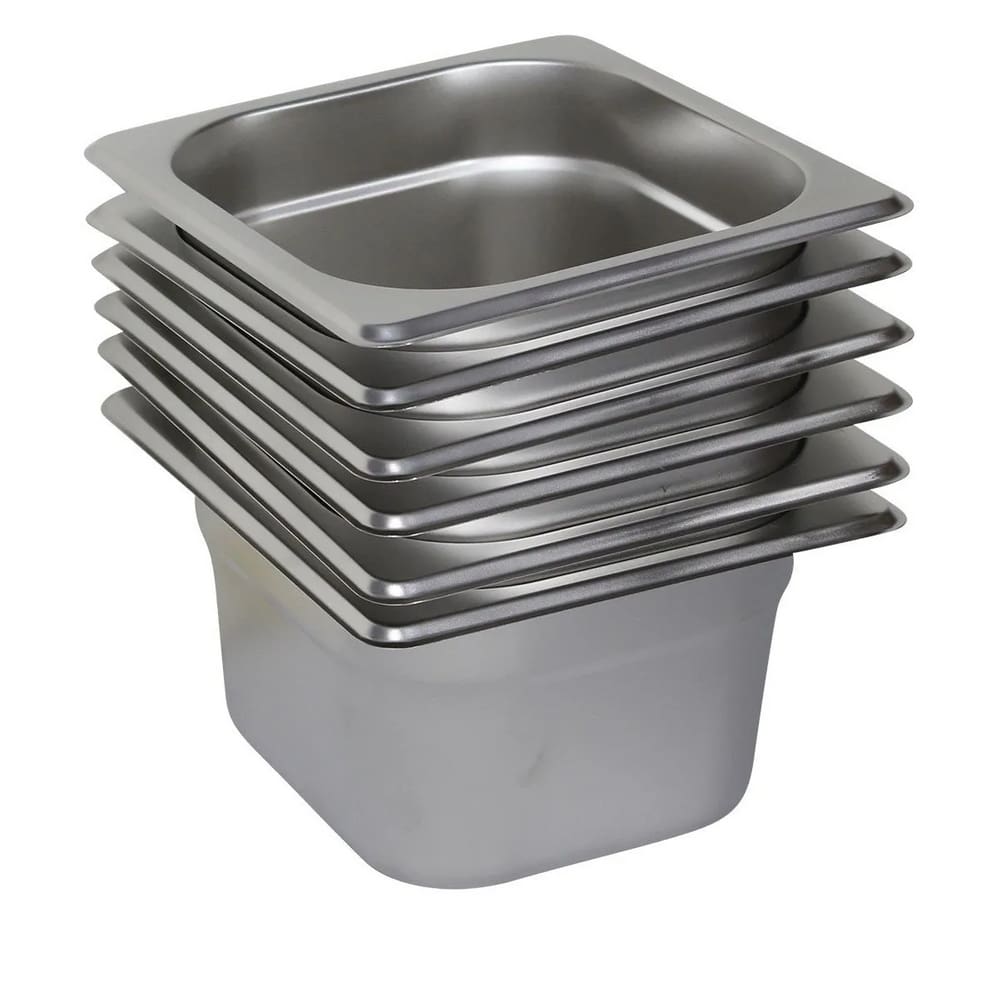 6 Cubas Gastronômica Buffet GN 1/6 100mm Aço Inox Sem Alça