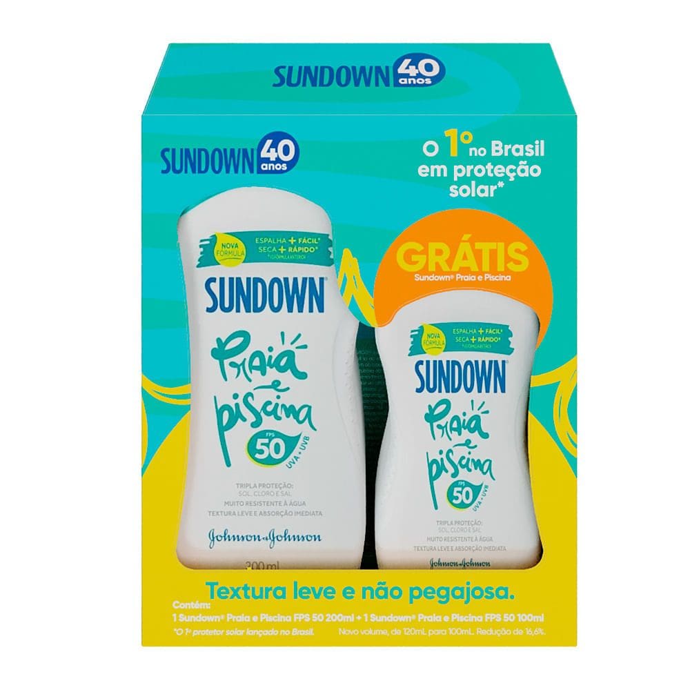 Protetor Solar Sundown Praia e Piscina FPS 50 200ml e Ganhe Protetor Solar Sundown 100ml