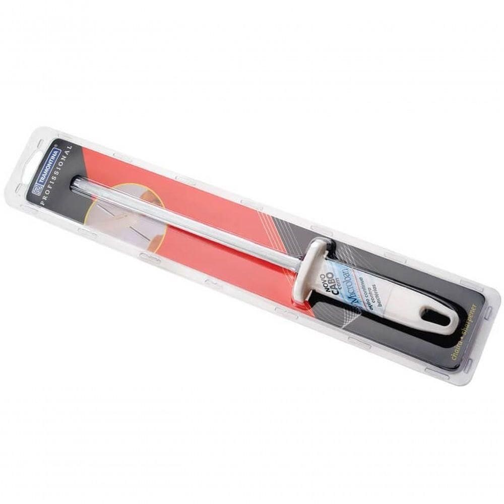 Chaira Estriada Tramontina Com Haste Em Aço Carbono E Cabo Em Polipropileno Branco 8”