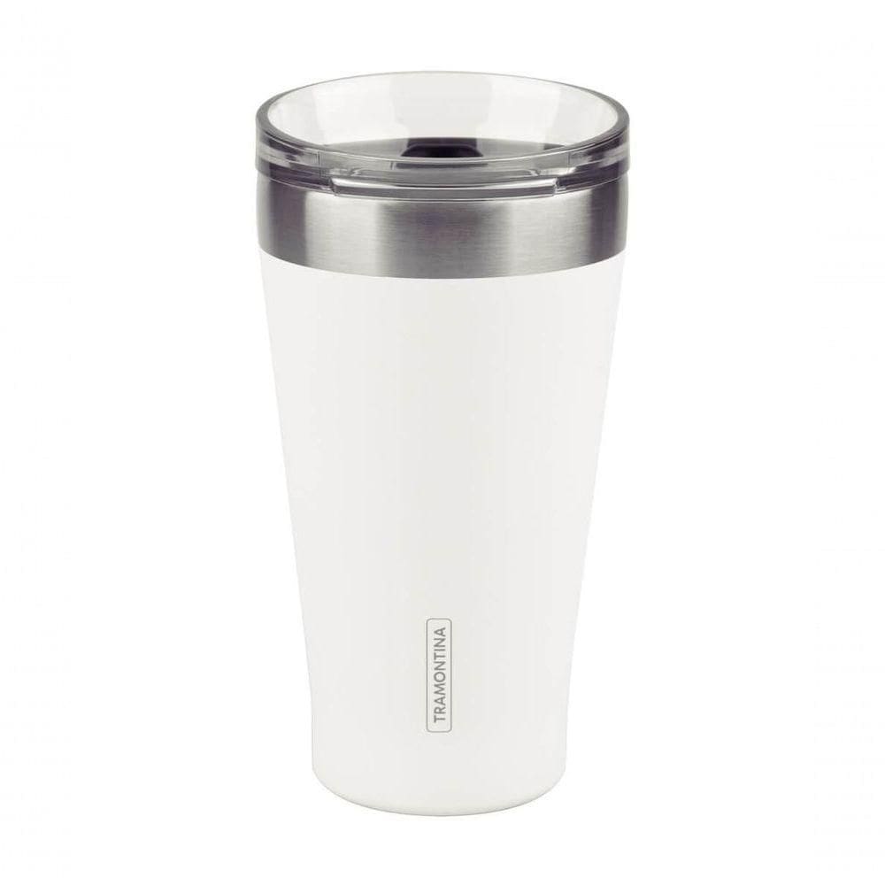 Copo Térmico Branco Em Aço Inox Tramontina Exata Com Tampa 550ml