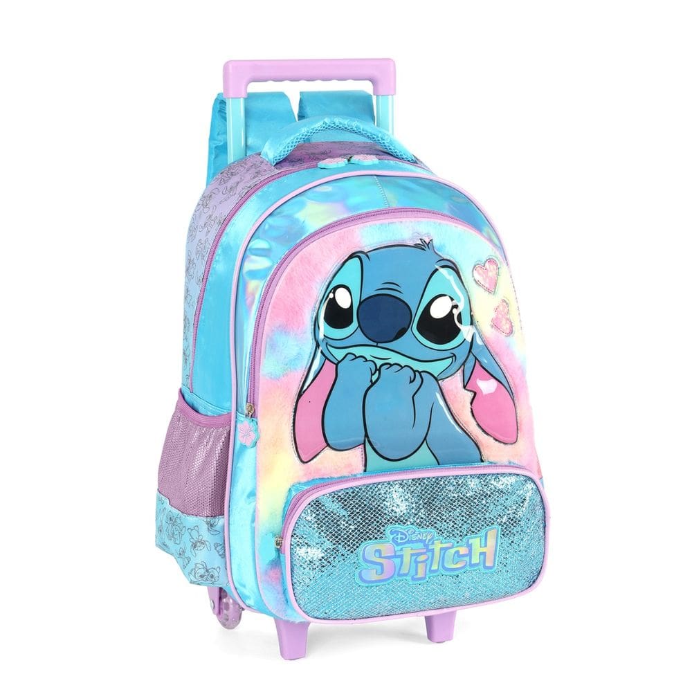Mochila Rodas Stitch Disney Escolar  Meninas Holográfico