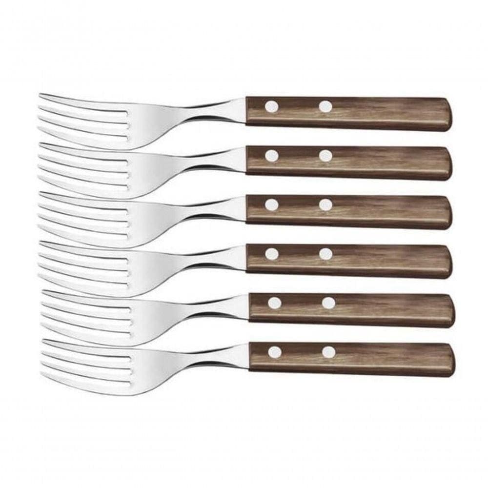 Jogo De Garfos Tramontina Churrasco Polywood Castanho 6 Peças