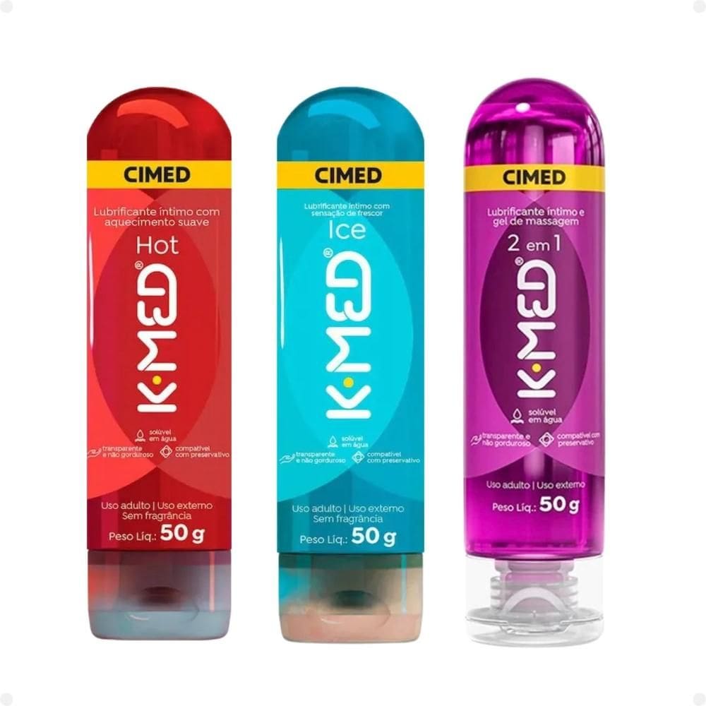 Kit Cimed Lubrificantes Íntimo Trio: Hot, Ice e 2 em 1 50g