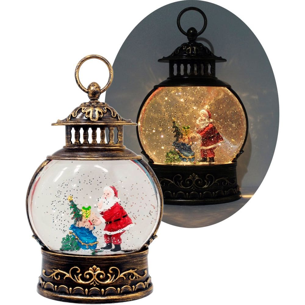 Luminária Enfeite De Natal Presentes Papai Noel Musical LEDs