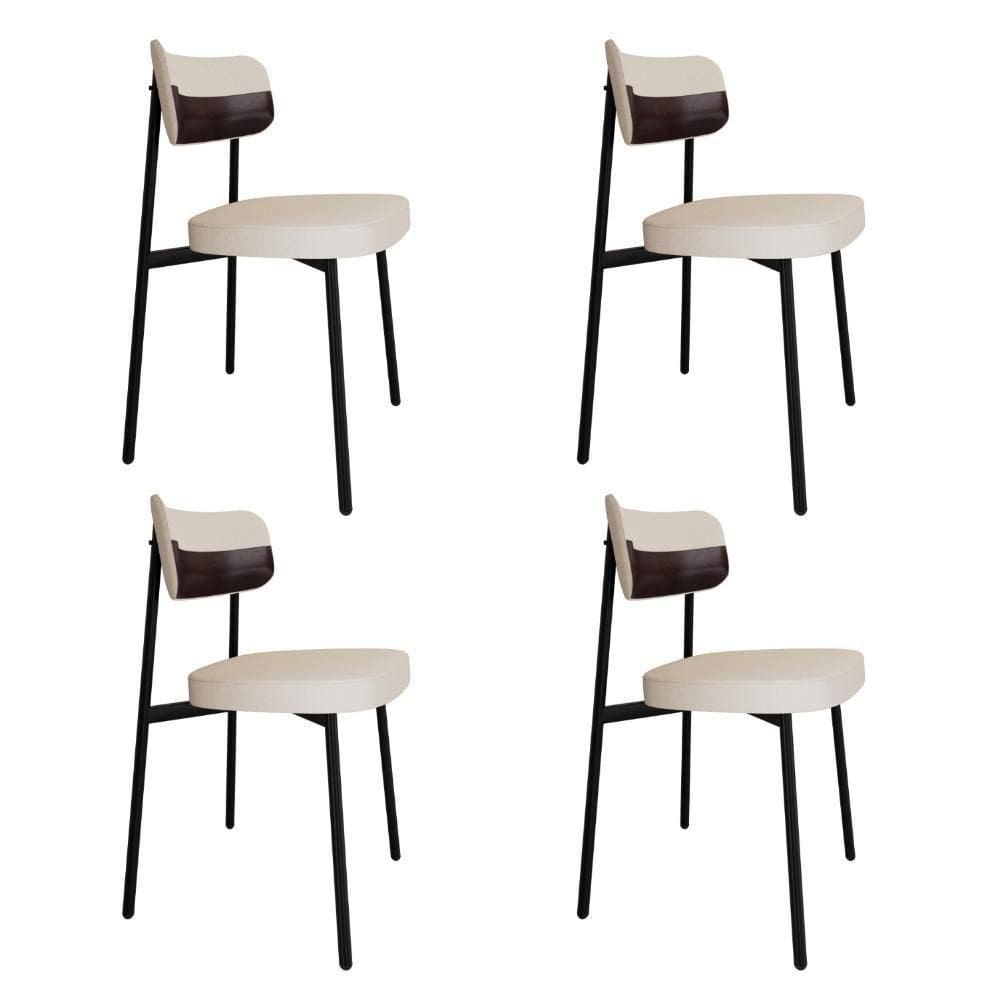 Cadeira Alloa Fixa Com 4 Pés 50 X 44,7 X 83,8 Cm Com 4 Un. Corriente Palha- Courino Café