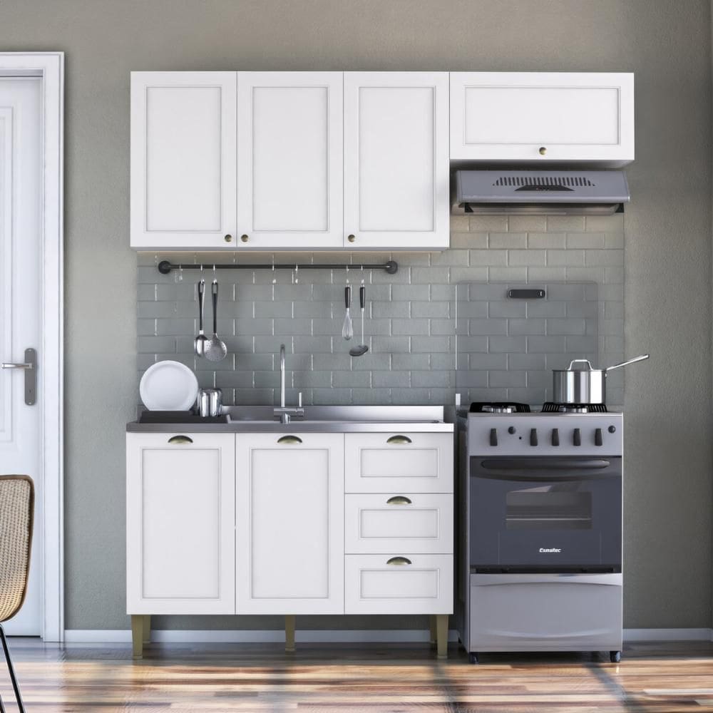 Armário de Cozinha Americana Modulada 190cm com Balcão para Pia Multimóveis CR20493