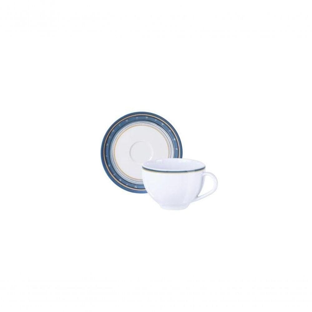 Conjunto Xícara E Pires De Chá Tramontina Nix 250ml 2 Peças Em Porcelana Decorada