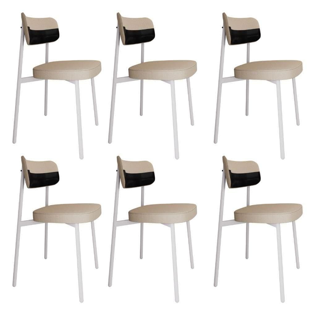 Cadeira Alloa Fixa Com 4 Pés 50 X 44,7 X 83,8 Cm Com 6 Un. Corriente Areia- Courino Preto