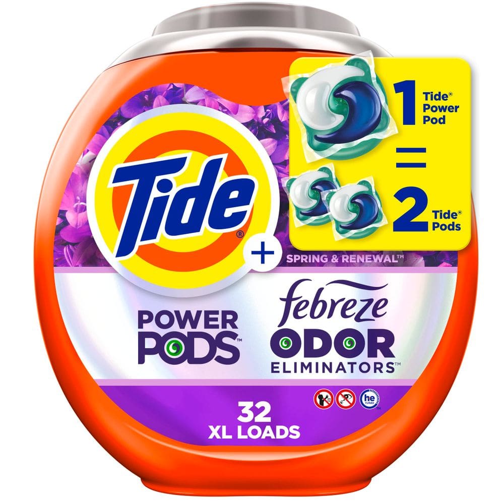 Pacotes de detergente para roupa Tide Power Pods 32 unidades