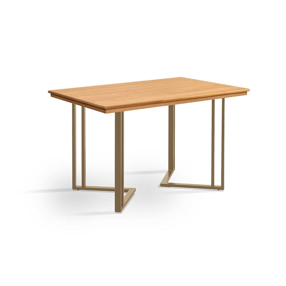 Mesa Industrial 1,20M Alice Tampo Imbuia Em Madeira Maciça Base Cor Champagne