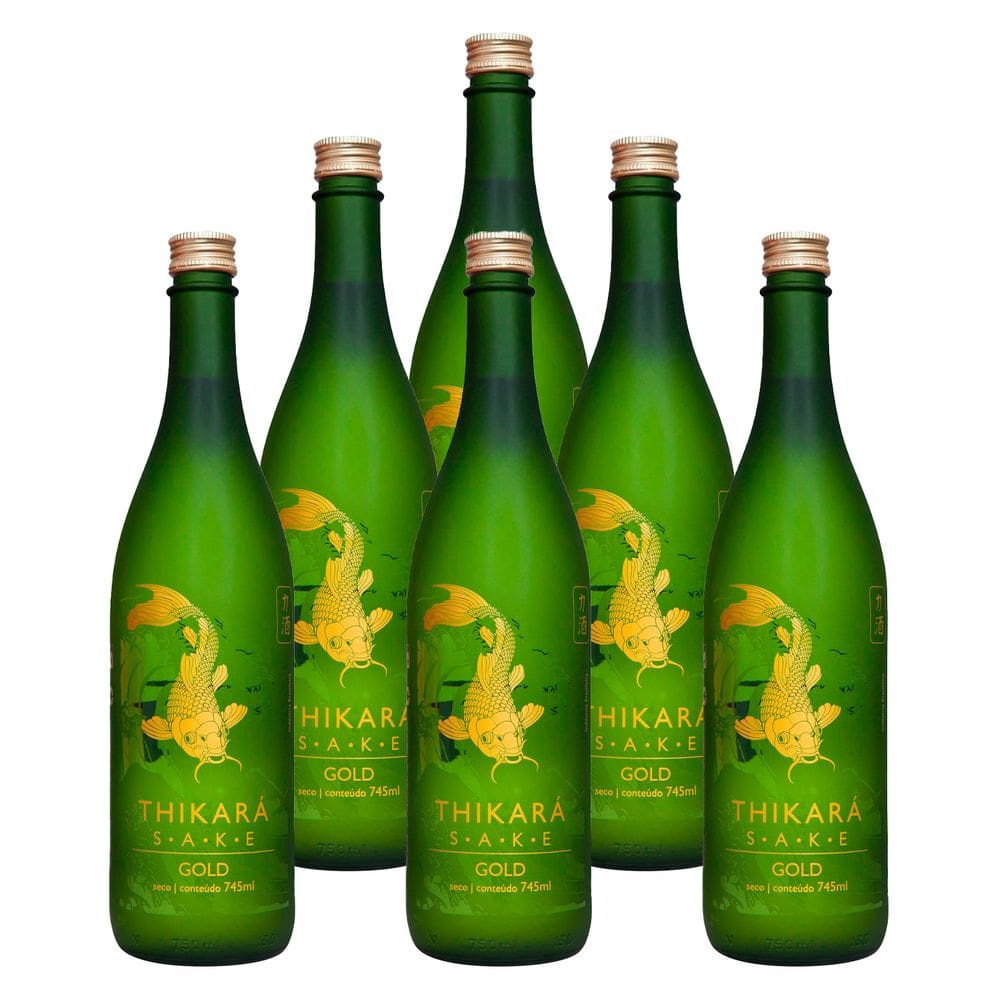 Saquê Seco Thikará Sake Gold Garrafa 745ml 6 Unidades