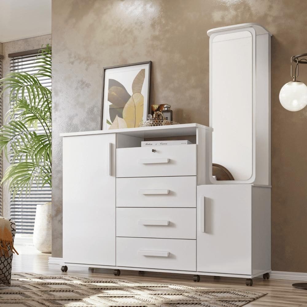 Comoda Multiuso Coreia Branco Brilho