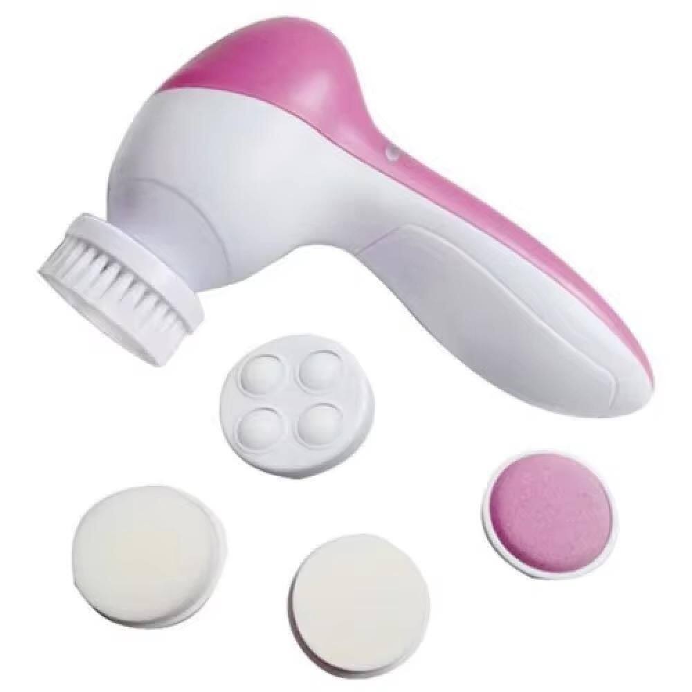 Massageador Escova Facial Esfoliador Eletrica Limpeza Pele Esponja Automatica Corpo Rosto 5 Em 1