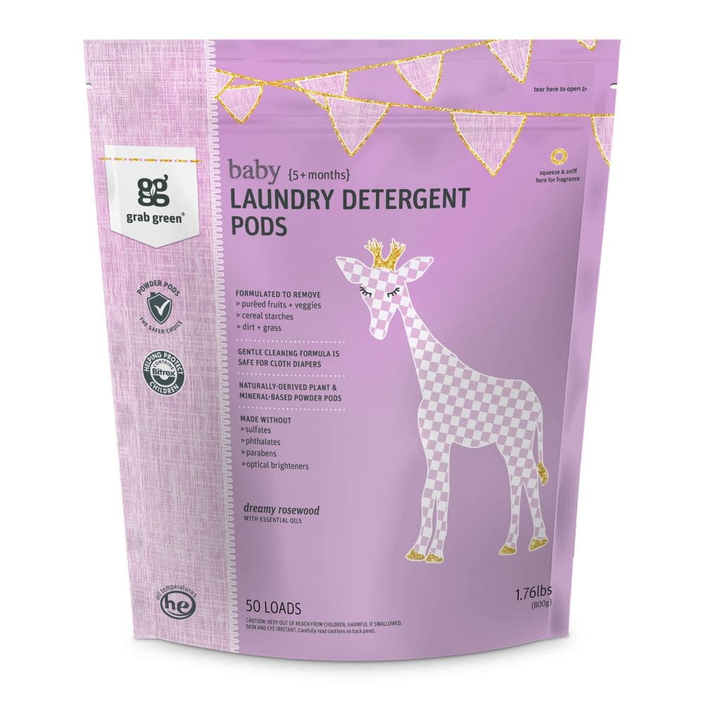 Cápsulas de detergente para roupa Grab Green Baby Dreamy Rosewood 50Ct
