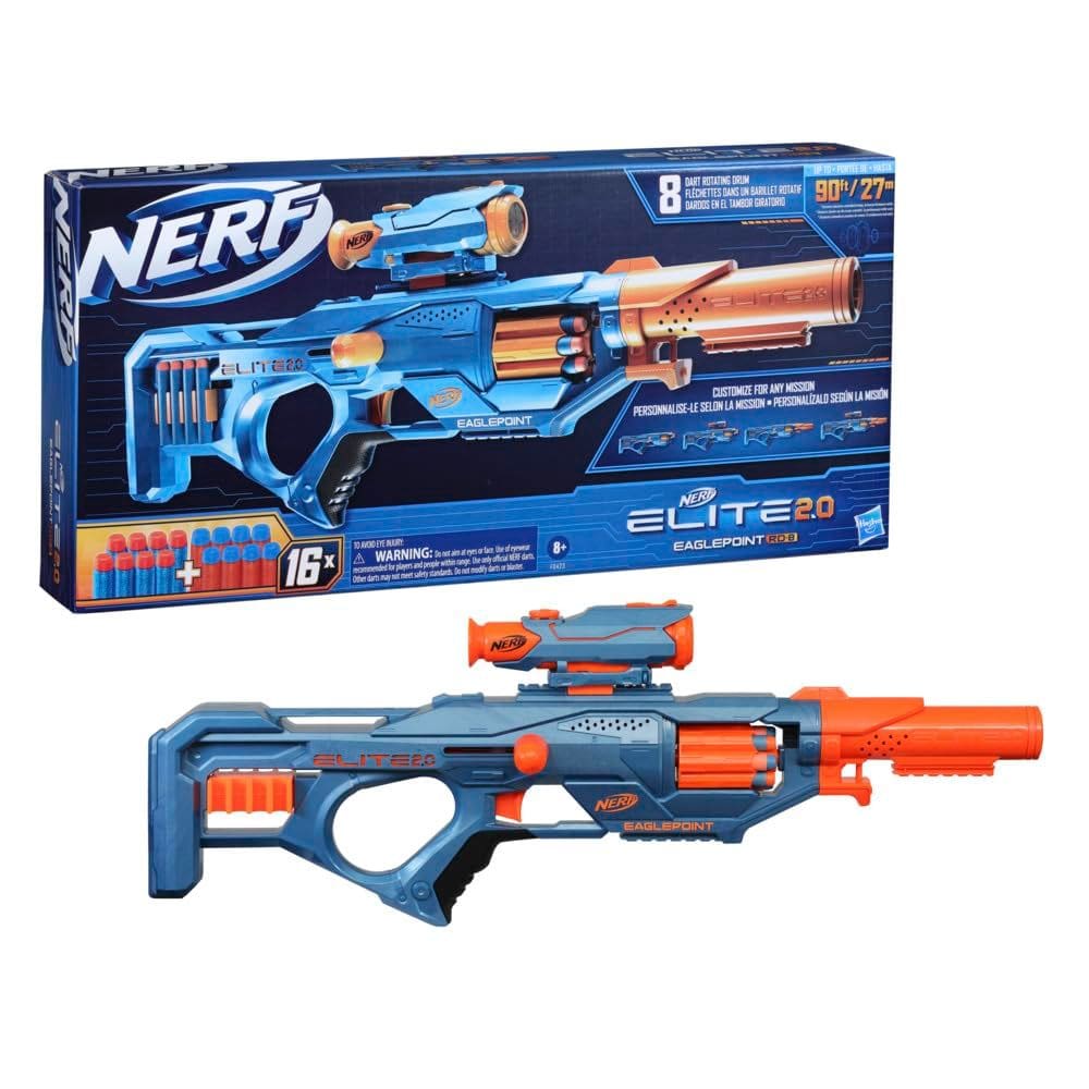Blaster Nerf Elite 2.0 Eaglepoint RD-8 com 16 dardos e mira
