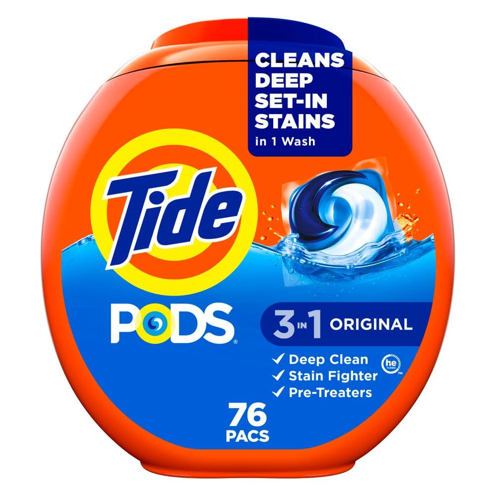 Pacotes de sabonete líquido de detergente para a roupa Tide PODS, 76 unidades