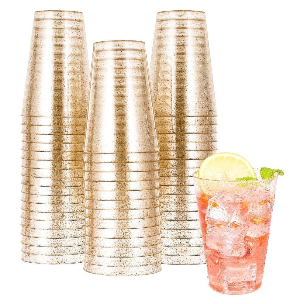 Copos de plástico JOLLY CHEF 400 ml, pacote com 50 copos Gold Glitter