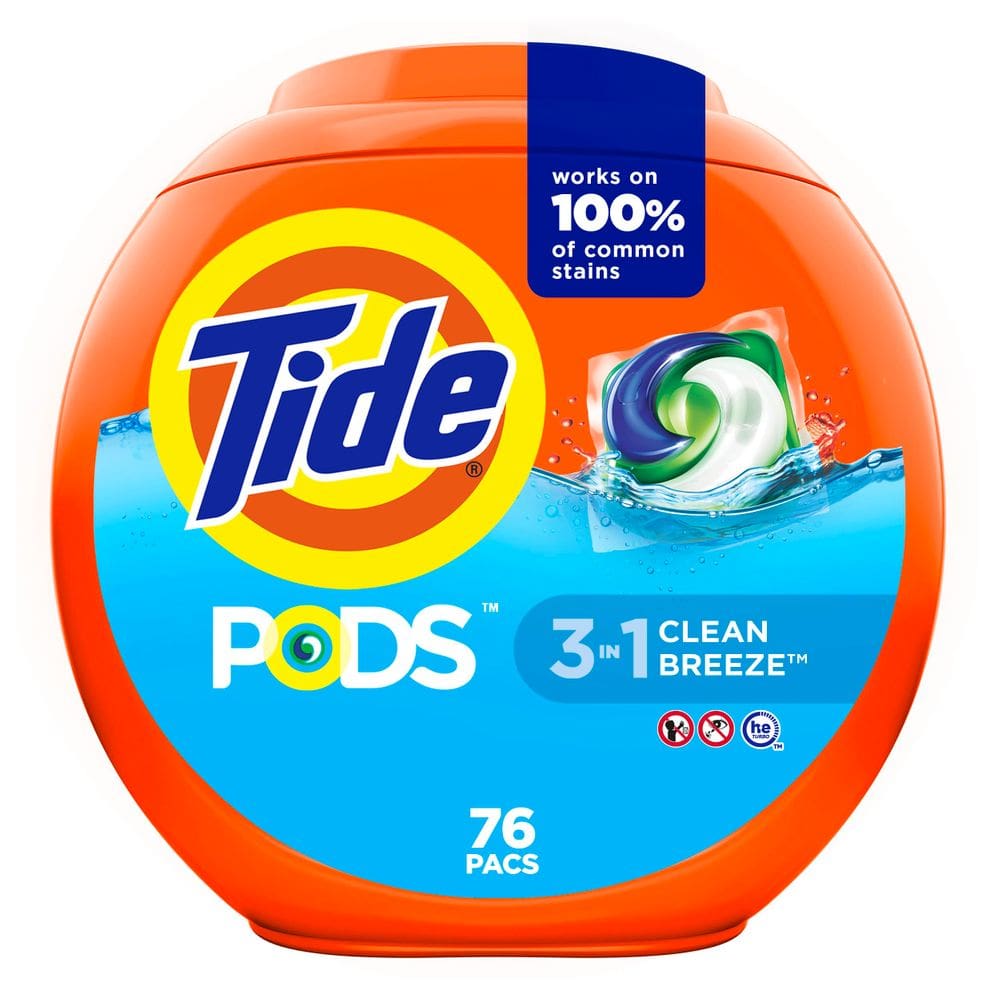 Detergente para roupa Tide PODS Liquid 76 pacotes Clean Breeze Scent