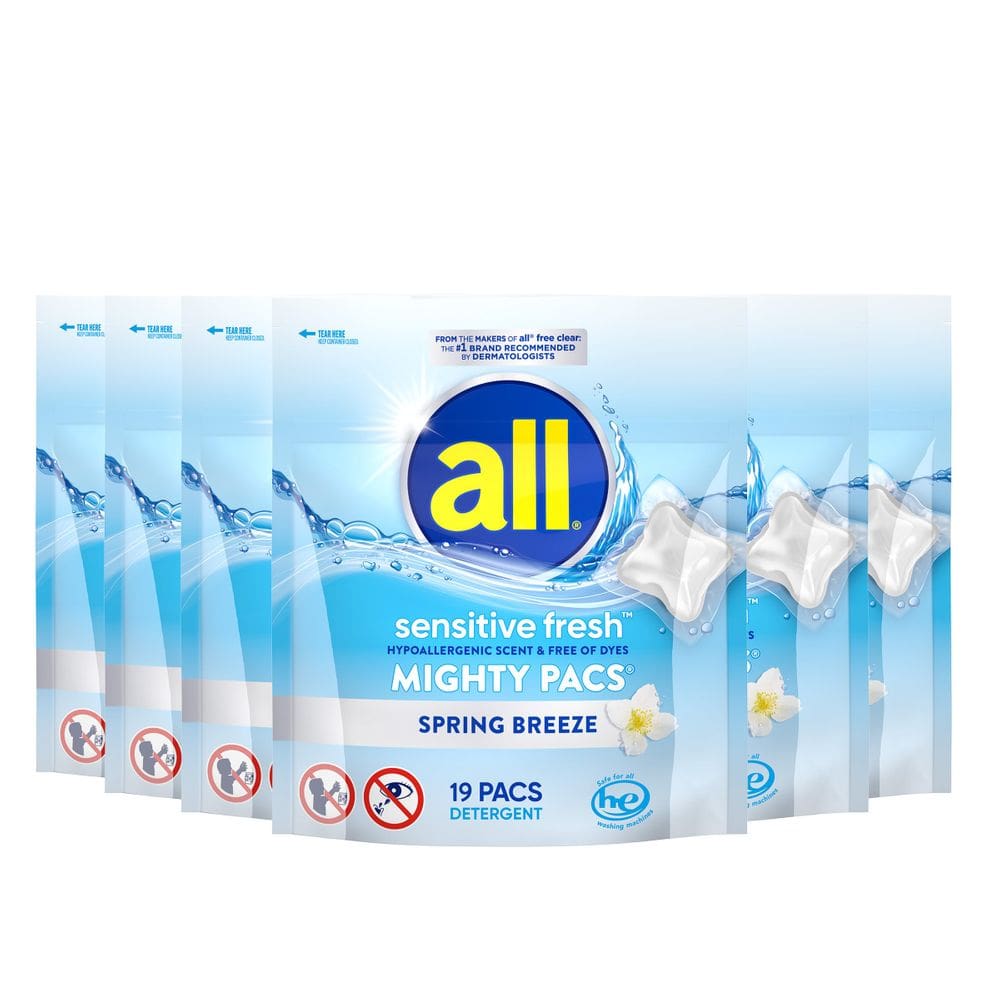 Pacotes de detergente para roupa All Mighty Pacs Sensitive Fresh 19x6