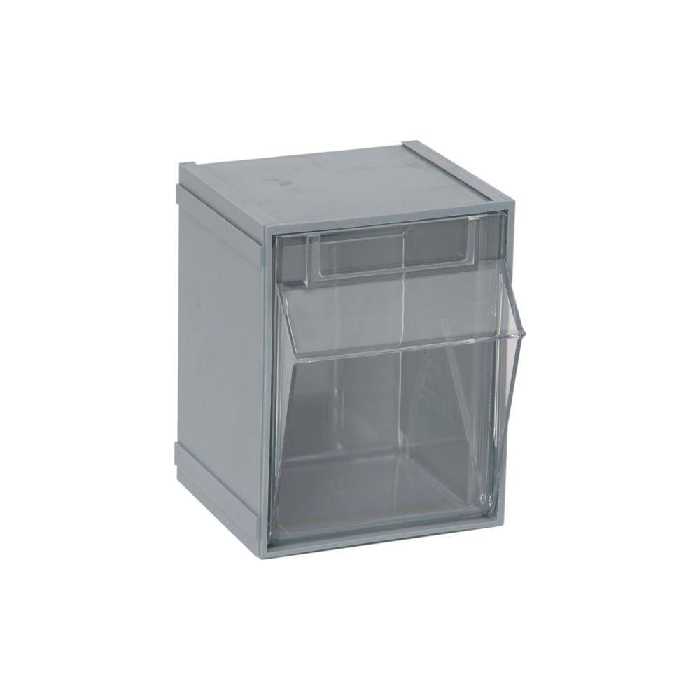 Caixa cinza transparente Tip Out Bin System Quantum QTB405 com 5