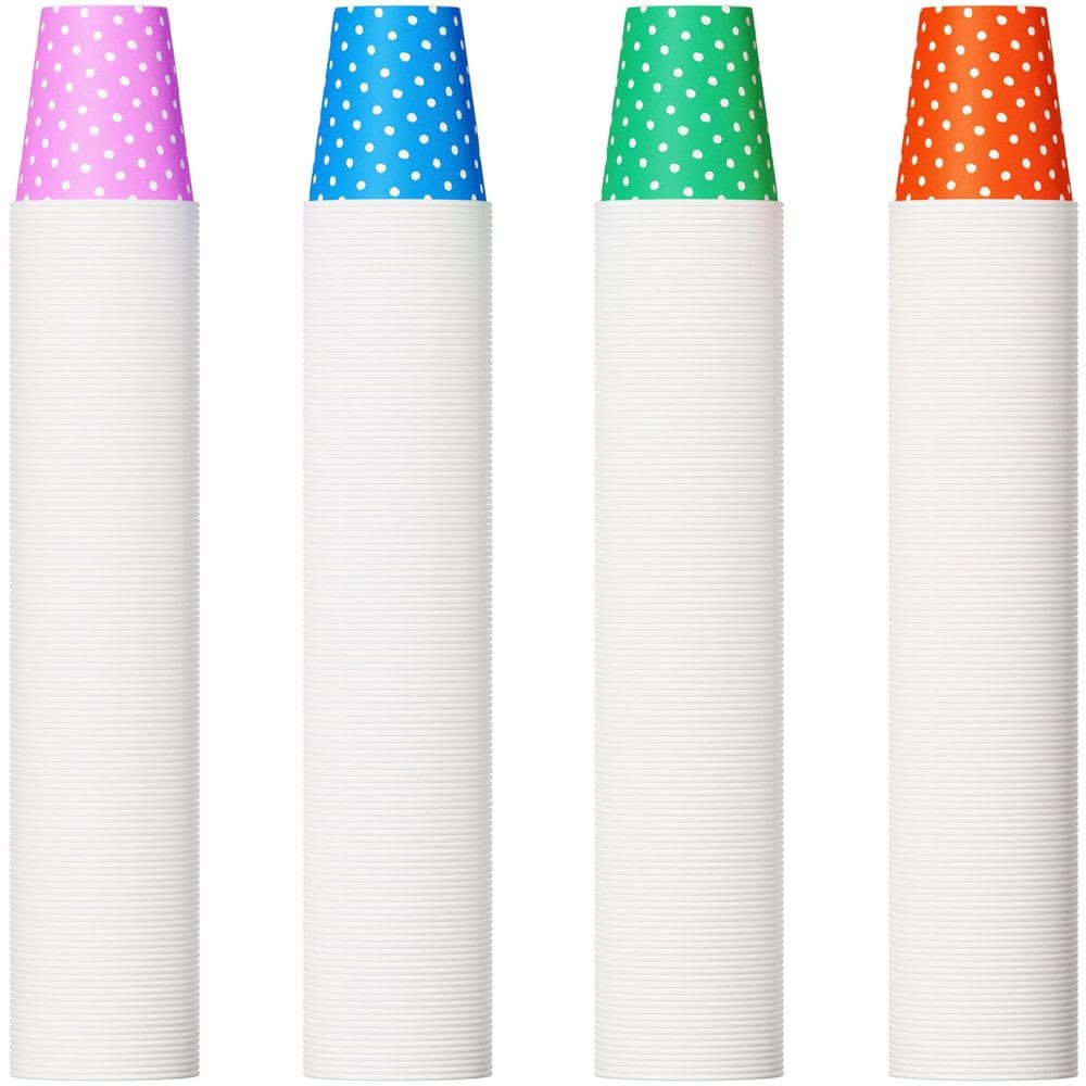 Copos de papel JOLLY PARTY 150 ml, multicoloridos, pacote com 500