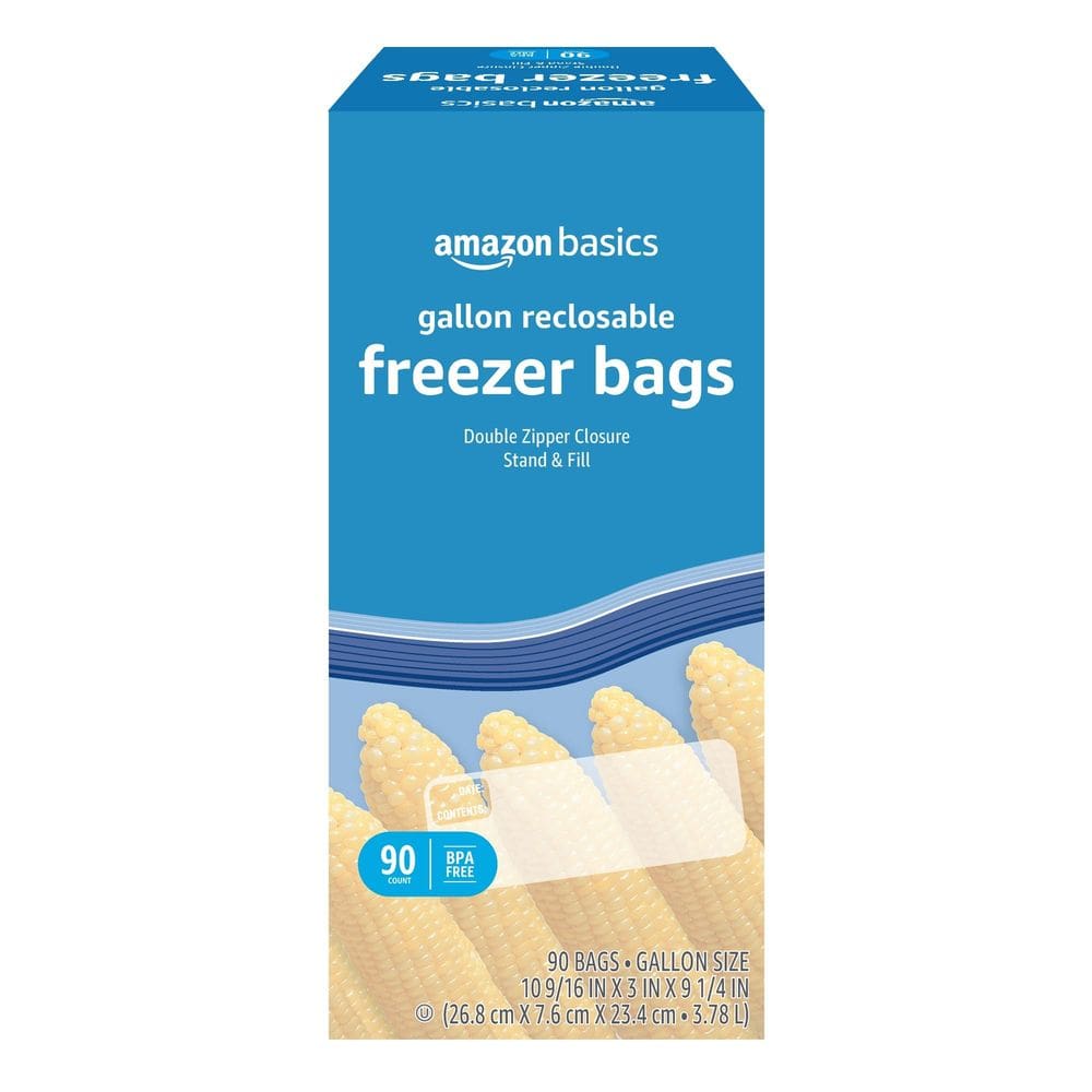 Sacos para freezer Amazon Basics Stand & Fill Base 1 galão 90 unidades