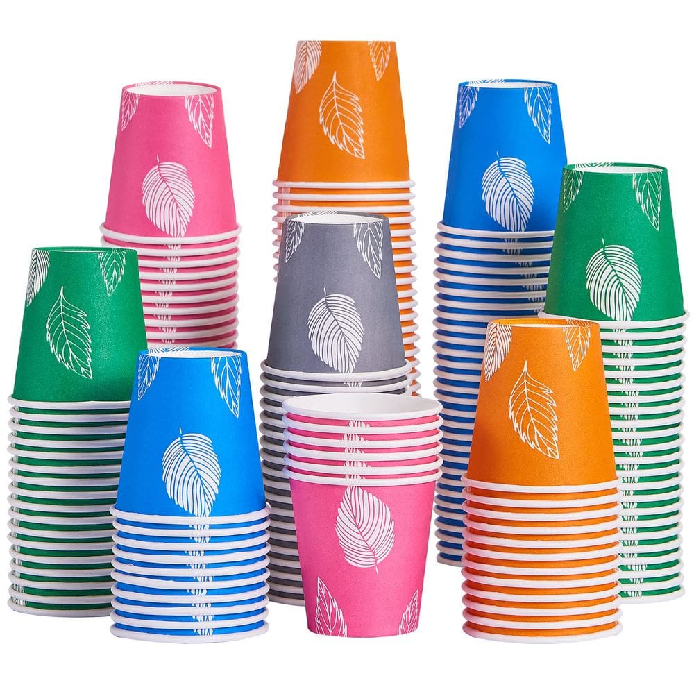 Copos de papel descartáveis KGKTU 600, pacote 90mL, coloridos, 3 onças