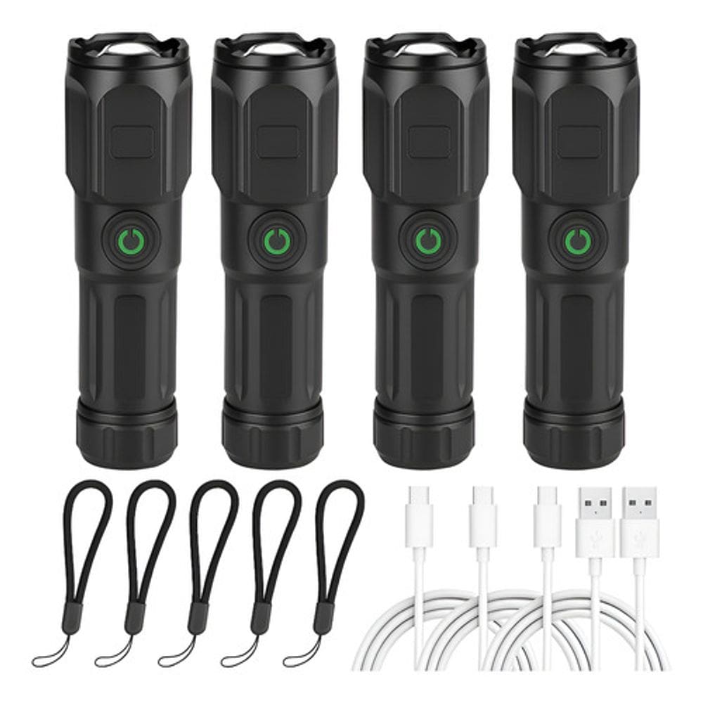 Kit 4 Lanternas Usb Recarregável Mais Potente Luz Caça Led