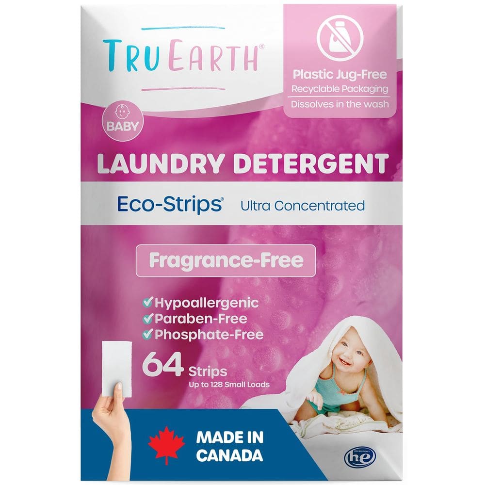 Lençóis de detergente para roupa Tru Earth Hypoallergenic Baby 64Ct