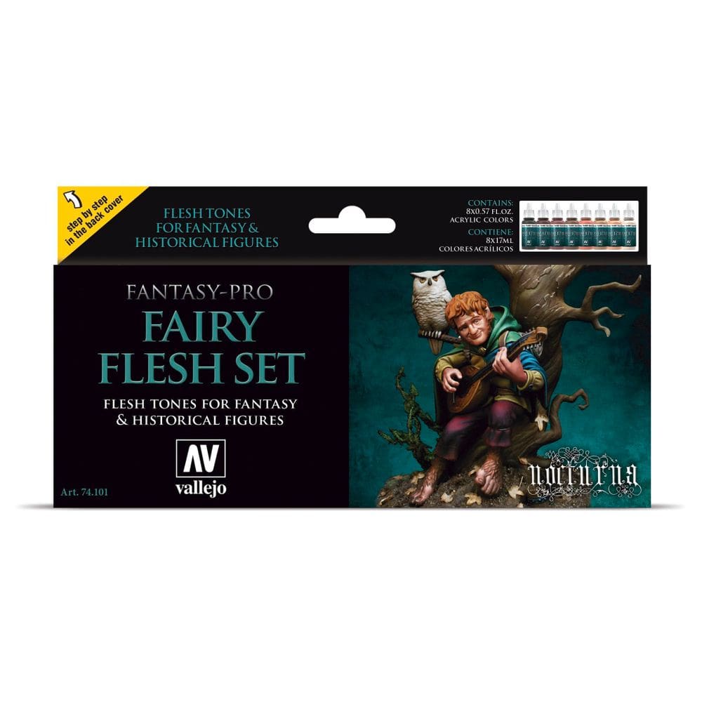 Conjunto de tinta acrílica Vallejo Pro Nocturna Fairy Flesh 17mL x 8