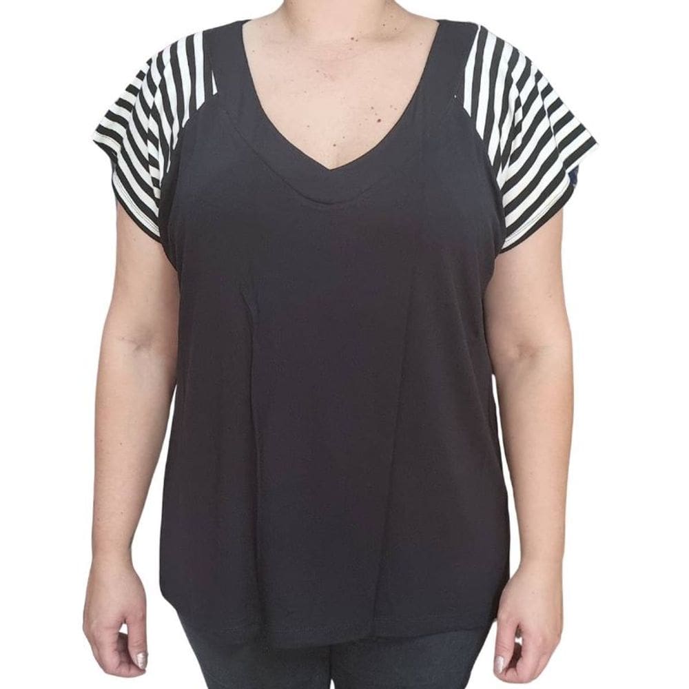 Blusa Feminina MC Raglan Listras Plus Size Rodher