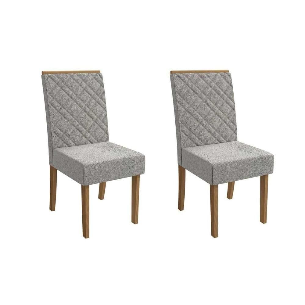 Cadeira Sala De Jantar Gardênia 2cad149 Madeirado Kit 2 Un Canela/boucle Cinza - Kappesberg