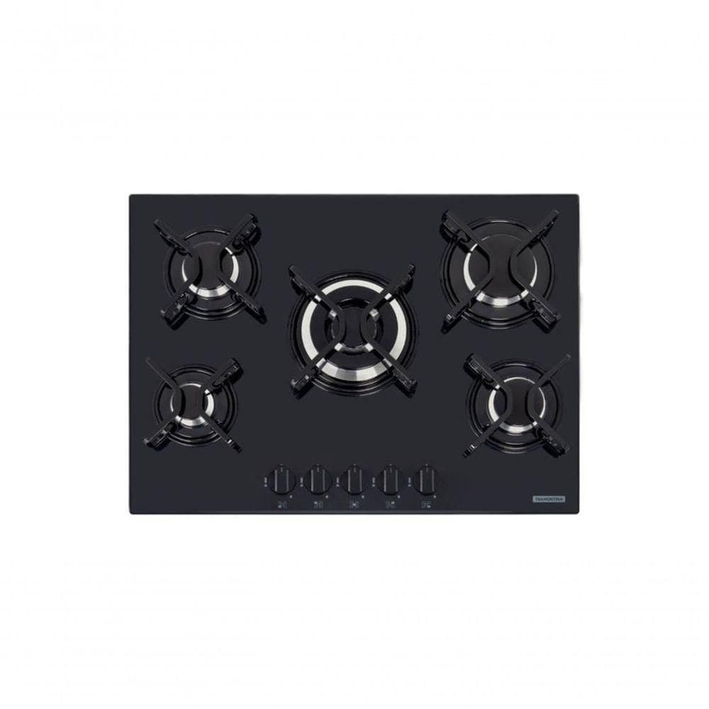 Cooktop A Gás Tramontina Penta B 5gg Tri 70 Em Vidro Temperado Preto