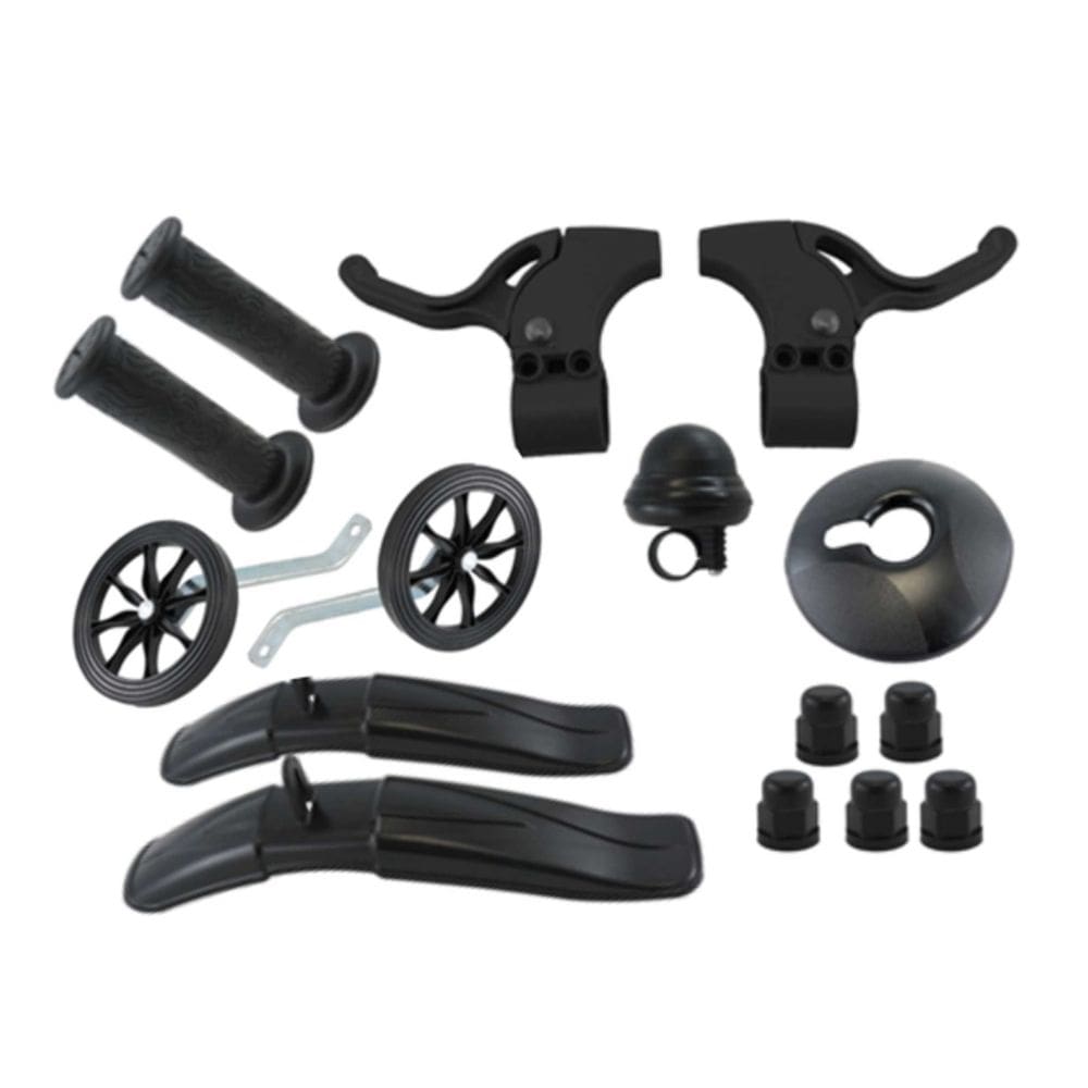 Kit de Montagem Bicicleta Infantil Aro 16 com rodinhas Manopla Para-lama Buzina manete freio PRETO