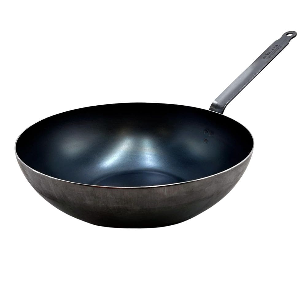 Wok Pan de Buyer em aço carbono azul com 32 cm de diâmetro, seguro para forno