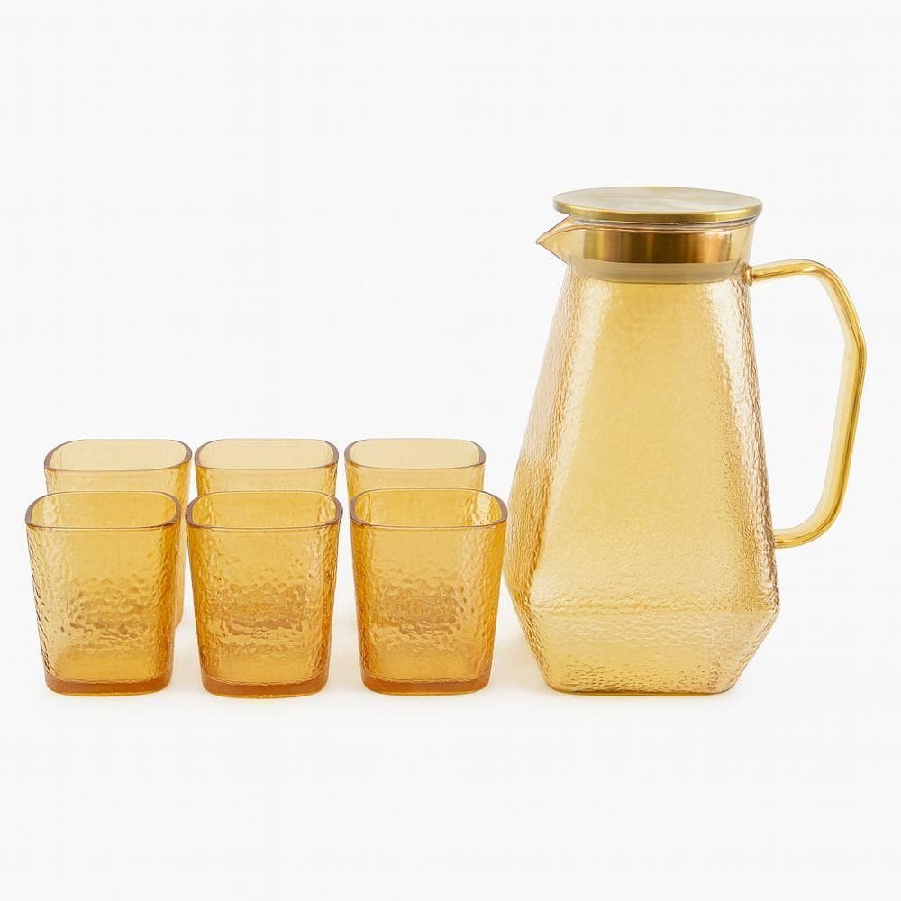 Conjunto de Jarra 1700 ml com 6 Copos 200 ml Âmbar- Quanhe