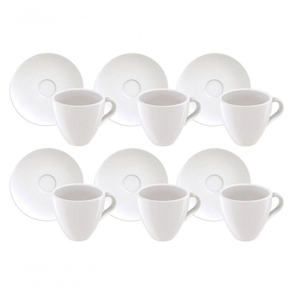 Conjunto De Xícaras E Pires De Expresso Tramontina Paola Em Porcelana 95ml