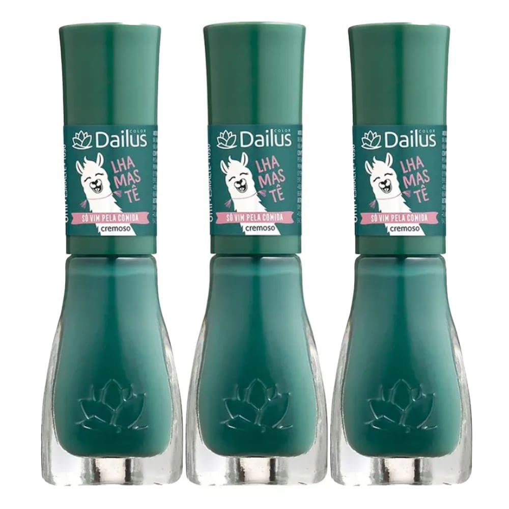 Kit 3 Esmalte Dailus Lhamastê Cor Só Vim Pela Comida com 8ml